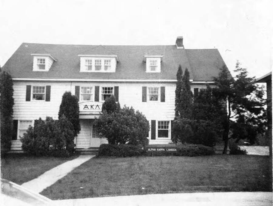 Alpha Kappa Lambda house, located at 1038 Blake Avenue on the University of Idaho campus. The house was previously used by Gamma Phi Beta (1917-1958) and Alpha Gamma Delta (1958-1969).