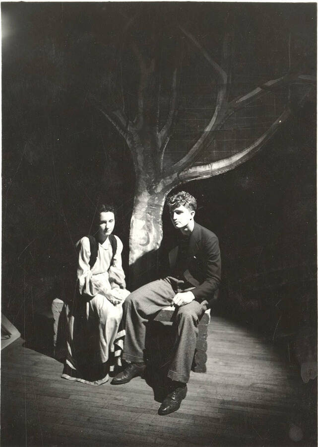 Alene King and Andrew James in the University of Idaho drama production of 'Lilliom' directed by Fred Blanchard and performed November 13 and 14 1935.