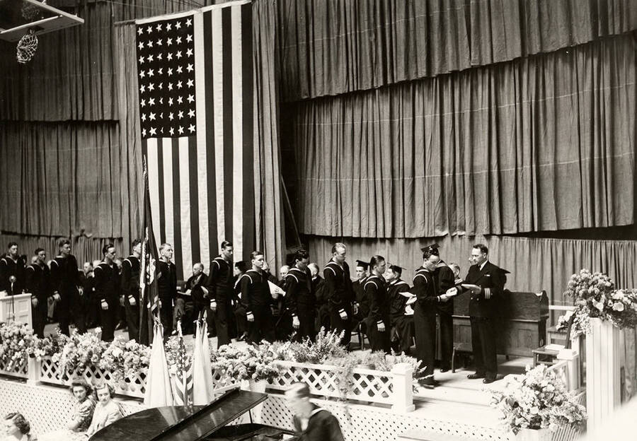 Commencement exercises for the Naval Training School (radio). Held in the Memorial Armory-Gymnasium