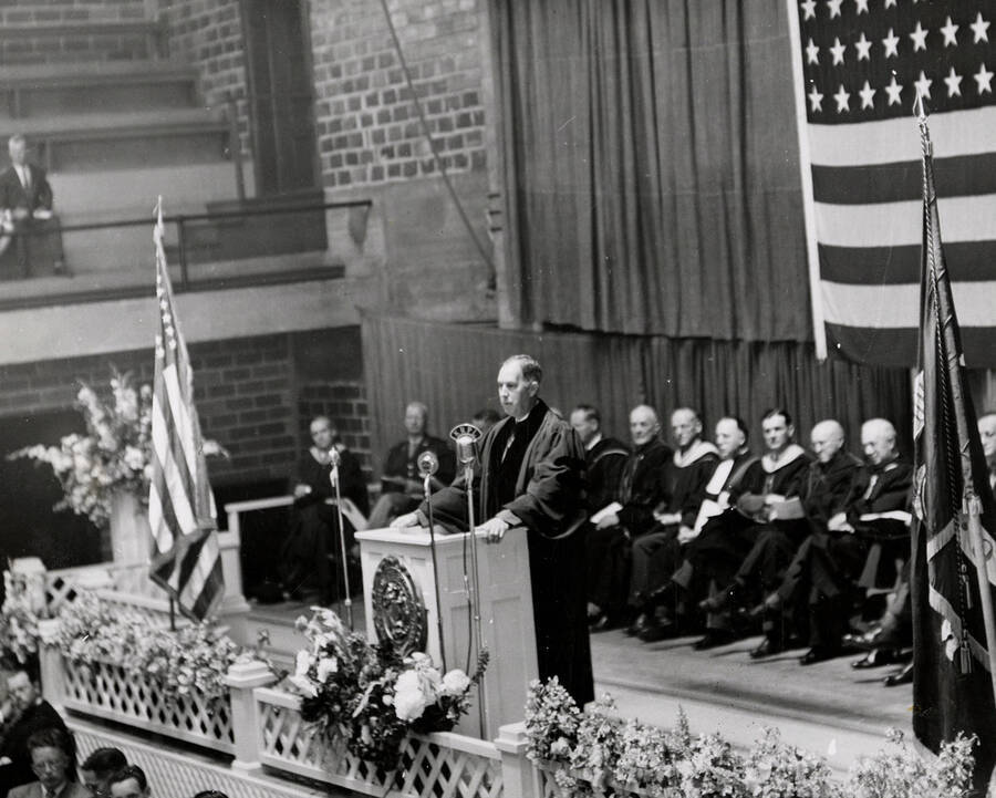 W. Walter Williams, chairman of NECD, giving the 1949 Commencement address.