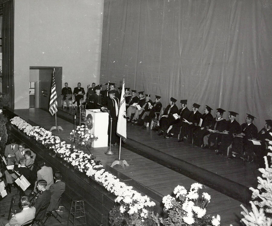 Floyd Whitney Gail receiving a Certificate of Merit during the 1953 Commencement ceremony.