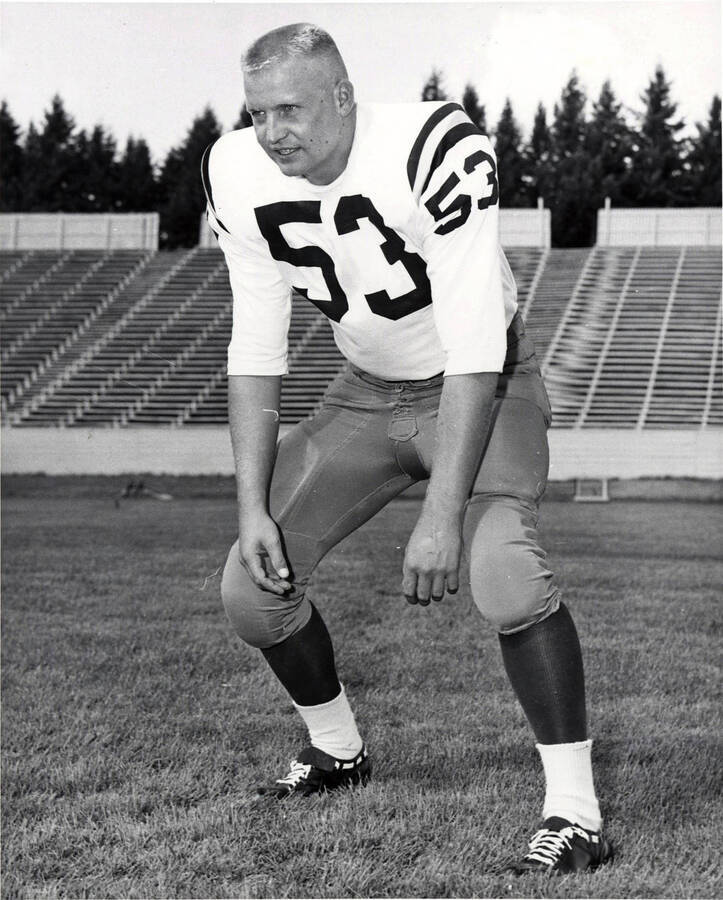 Football player John Hansen ready for anything on the University of Idaho field.