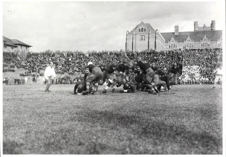 Football game between the University of Idaho and Washington State College.