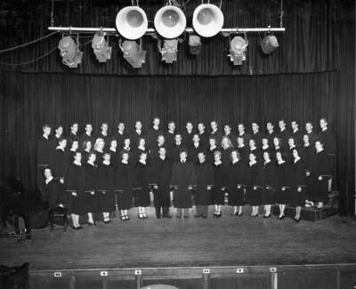 Portrait of the Vandaleers on a stage.