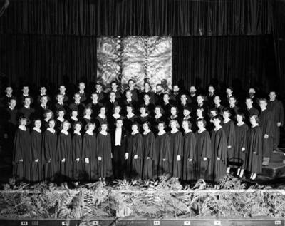 Portrait of the Vandaleers at one of their performances.