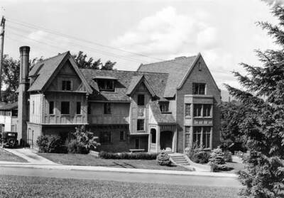 Phi Gamma Delta house on the northwest corner of University Avenue and Elm Street.