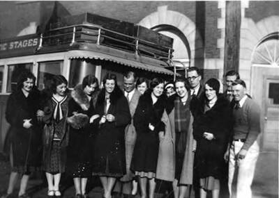 Vandaleers standing beside the Union Pacific Stage.