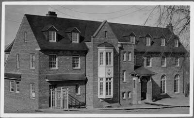 A close up photo of Sigma Chi house, located at 620 Idaho Avenue.