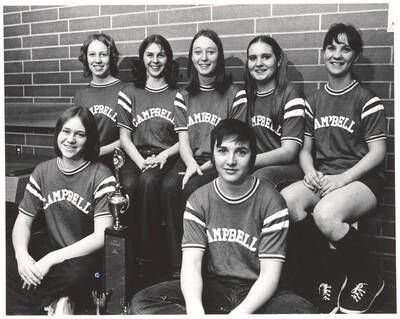 Campbell Hall women pose for a group photo after winning the Women's Recreation Association tournament cup.
