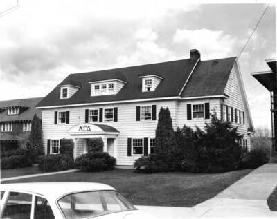 Alpha Gamma Delta house, located at 1038 Blake Avenue on the University of Idaho campus. The University of Idaho chapter (Delta Theta) was chartered in 1958 with the initiation of Charter Alumnae Members at the Alpha Gamma Delta National convention that year. The following year, 1959, the first collegiate members were initiated. Alpha Gamma Delta occupied the house on Blake Street from the fall of 1959 through the 1966-1967 academic year. It moved to the current house on Nez Perce Drive in the fall of 1967.