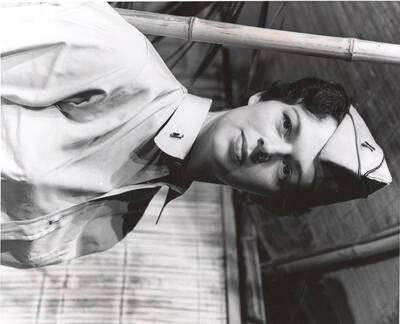 Shirley Mix poses during Idaho drama's production of "South Pacific." Directed by Ed Chavez in the Moscow High School Auditorium.