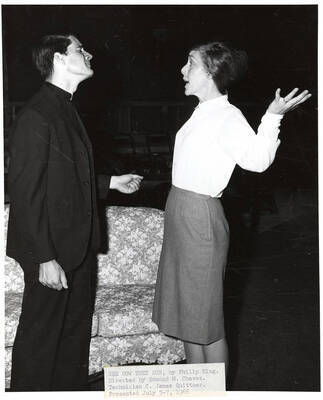 See How They Run' directed by Edmund Chavez for Summer Theatre in the Field House. The actor on the left is Dirk Niewoehner, who performed at University of Idaho Summer Theatre for one season. He later went on to Hollywood where he was better known as Dirk Benedict and acted in 80's television productions like The A-Team and Battlestar Galactica.