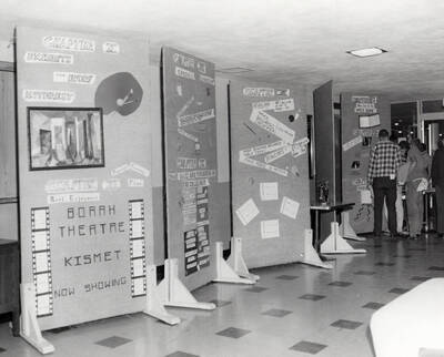 Students look at displays in the Lobby and Information Center during the open house after the completion of a third addition to the Student Union Building.