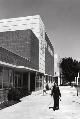 Students walk outside the new Student Union Building.