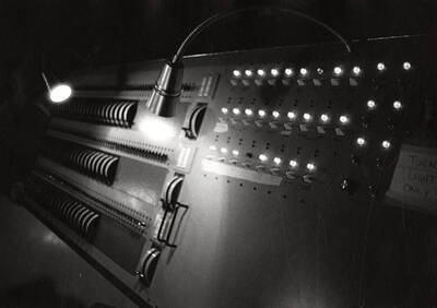 Picture of a Performing Arts Center's (Hartung Theater) lighting board.