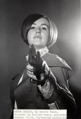 Publicity photo of Hedda Gabler for ASUI Drama production drama production of "Hedda Gabler" In the University Auditorium.