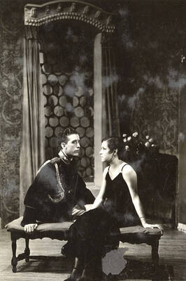 Scene from the University of Idaho drama production of "Death Takes a Holiday." ASUI production directed by Fred Blanchard. Members of the cast include Lionel Campbell as Prince Sirki, Bertha Moore as Grazia, Clayne Robison as Duke Lambert, Winfred Janssen as Eric Fenton, Howard Altnow as Corrado, Raphael Gibbs as Baron Cesarea, and Casady Taylor as Major Whitred.