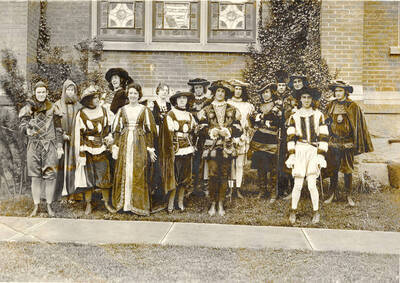 The Senior Class production of "Twelfth Night." Directed by George M. Miller, stage under the big willow by the Ridenbaugh tennis courts. It was part of the commencement celebrations.