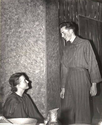 The ASUI production of "Family Portrait." Marie Hargis as Mary and Neal Christensen as Judah. Directed by Jean Collette.