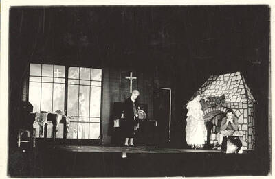 The University of Idaho drama production of "Wayfaring Men," written by Talbot Jennings and directed by John H. Cushman in the University Auditorium.