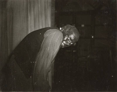 Richard Pennell as Uncle Tom in the ASUI production of "Uncle Tom's Cabin."  Directed and designed by Jean Collette in the University Auditorium.