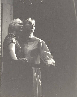 Lorraine Cole as Amanda and Colleen Christensen as Laura in the ASUI production of "The Glass Menagerie." Directed by Jean Collette.
