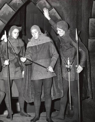 Paul Mathews, James Christensen and Rex Hill in ASUI production of 'Hamlet'.  Directed by Jean Collette, costumes by Joan Coble (Judy Chavez) in the University Auditorium.