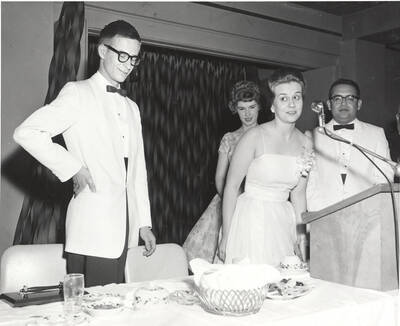 Contestants for queen give speeches and presentations during the 37th National Convention of the Intercollegiate Knights, a national honorary service organization.