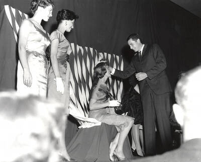 Celeste Jones accepts her crown on stage along with the other Homecoming royalty finalists.