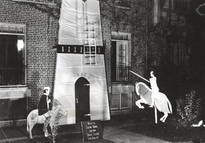 Alpha Tau Omega's Homecoming house decorations depict a play on Don Quixote by naming the 'hero' Don Duck-ote.