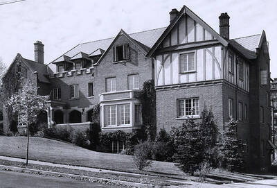 Beta Theta Pi house on the northwest corner of Idaho and Elm Streets.