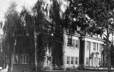 Phi Delta Theta house on the southeast corner of Elm Street and Idaho Avenue.