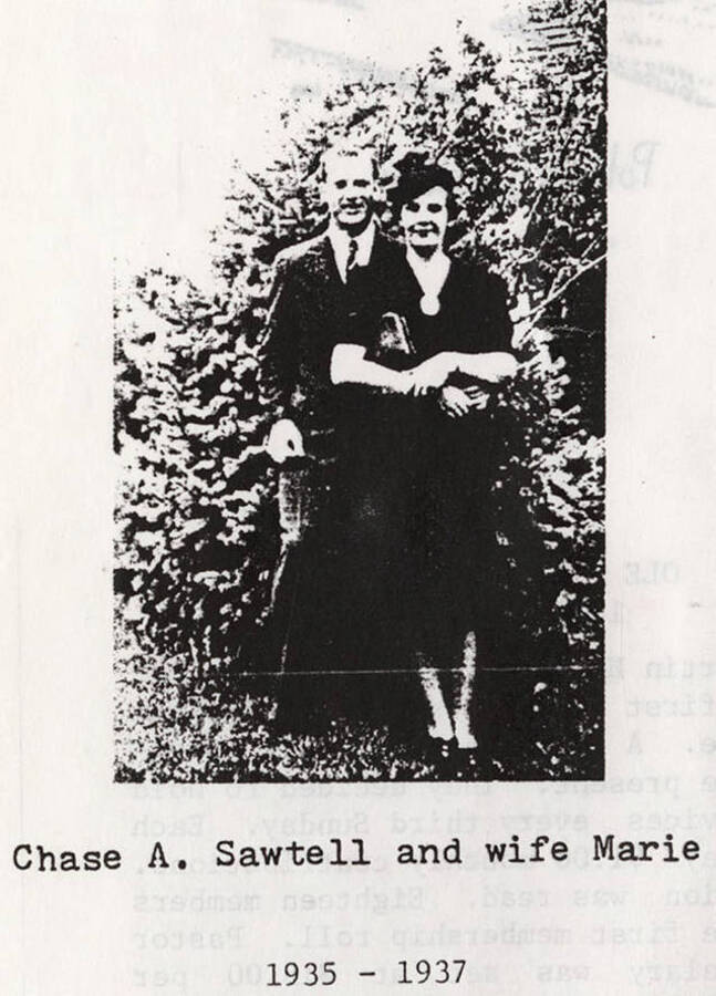 A photograph of Chase A. Sawtell who served Potlatch from 1935-1937 with his wife Marie.