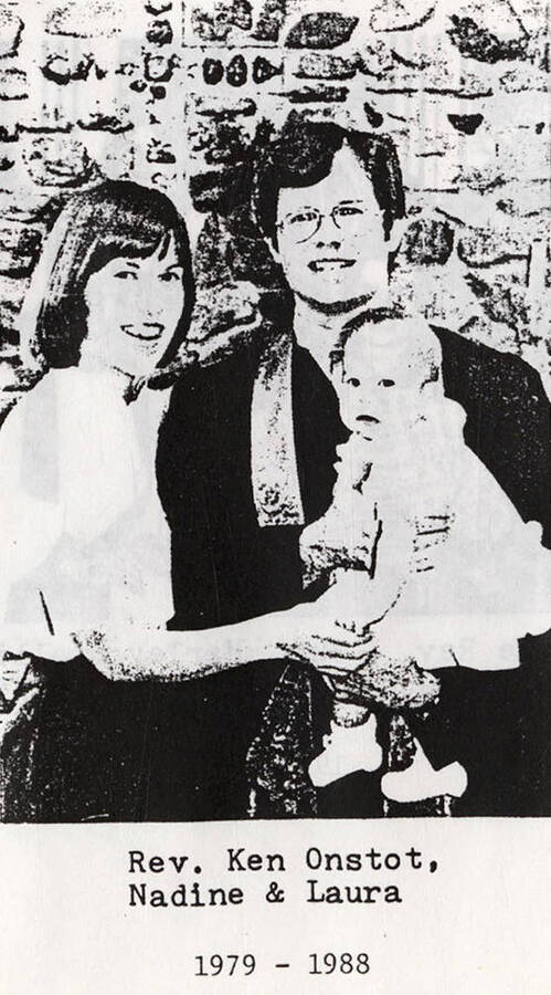 A photograph of Reverend Ken Onstot who served Potlatch from 1979-1988 with his wife and daughter Nadine and Laura.
