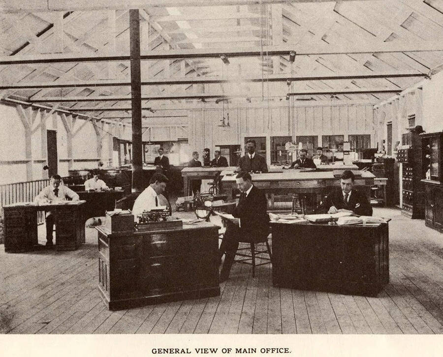 A general view of the main office at the Potlatch Lumber Company.