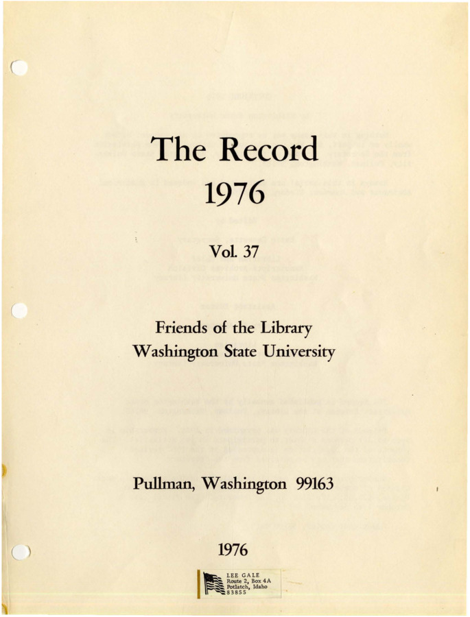An issue of 'The Record 1976' with information about the Washington, Idaho, and Montana Railway along with how Potlatch was a successful company town.