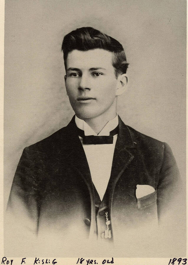 A portrait of Roy F. Kisling when he was 18 years old. Photograph taken in 1893.