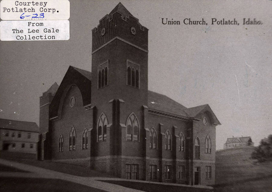 A photograph of the Union Church in Potlatch, Idaho. Courtesy of the Potlatch Corporation from The Lee Gale Collection