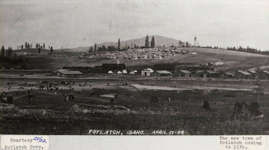 A photograph of Potlatch, Idaho after some development brought it to life.