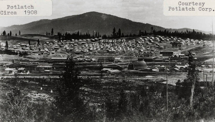 A photograph of Potlatch, Idaho in 1908.