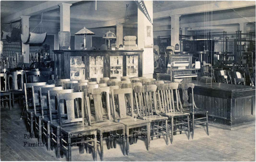 Interior view of the Potlatch Mercantile Company furniture department