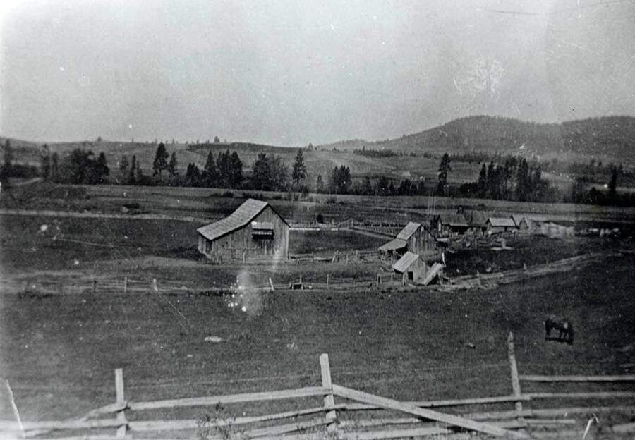 A photograph of John Nirk's place about nine miles north of Potlatch, Idaho.