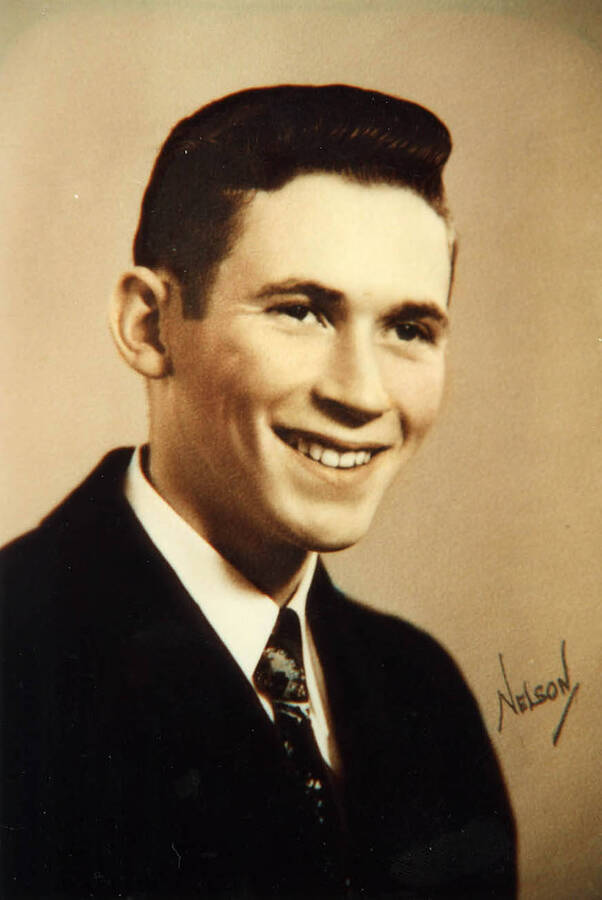 Norman Willard Soncarty, Senior picture at Potlatch High School. Future husband of Virginia Soncarty.