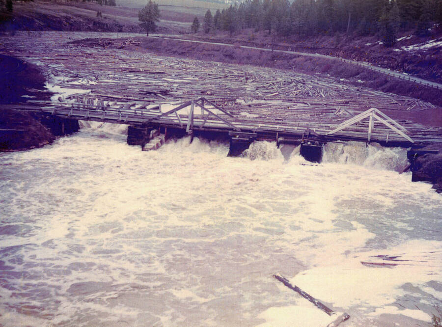 Upper mill pond and dam bridge to rock creek. Picture was taken by Richard King in Spring of 1948 or 1949; taken from scout rock.