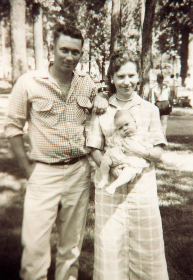 Norman and Virginia Soncarty with first child Willa at Coeur d'Alene. Norman was 28 and Virginia 21.