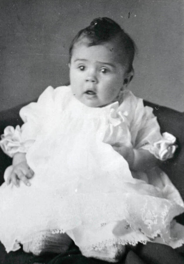 A formal portrait of Cleora  Anna Nirk as an infant.