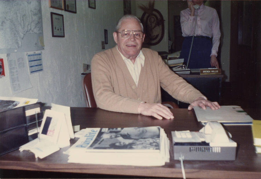Photo of Dwight Strong, the Latah County Assessor, in his office