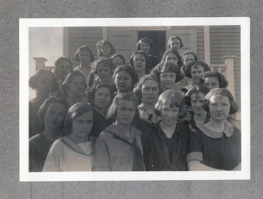 A photograph of some of the female students at Potlatch High School.