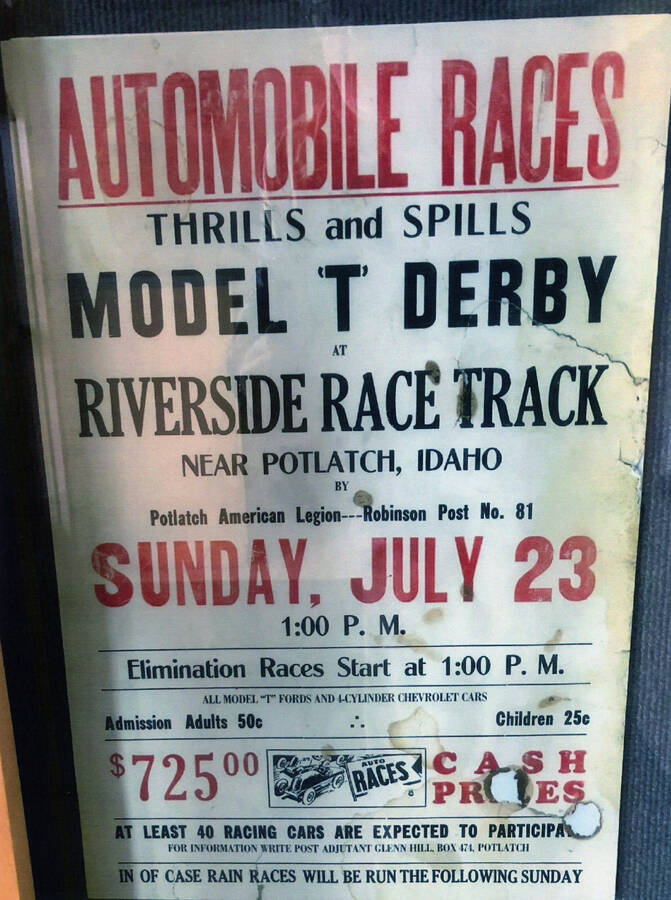 Poster for Autombile Races at Riverside Race Track.