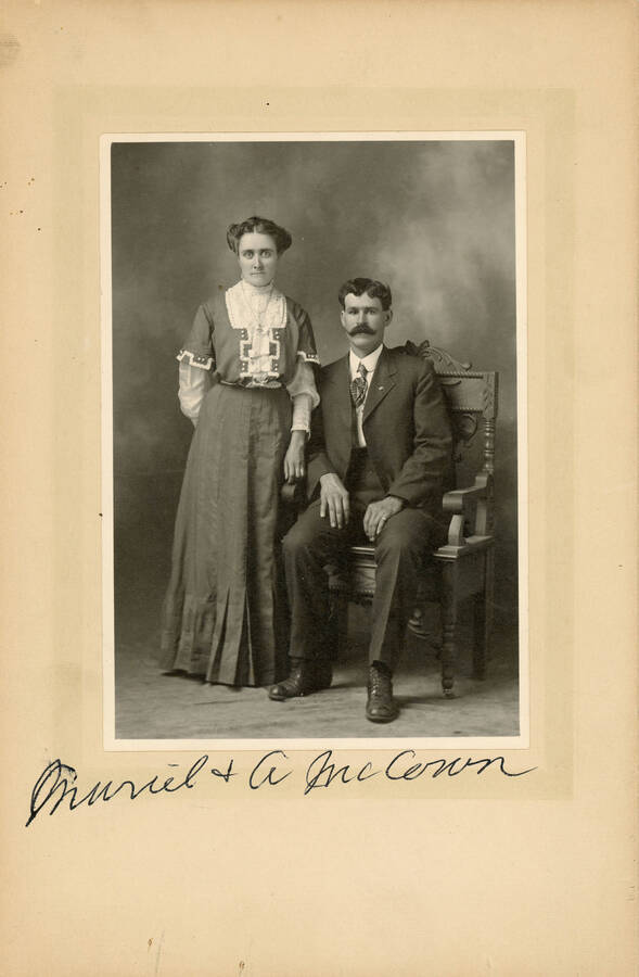 Muriel (left) and James Adron McCown pose for a formal portrait.